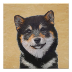 Poster Peinture Shiba Inu (Noir et Tan) - Art Chien