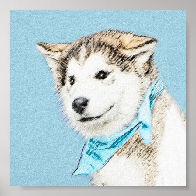 Poster Peinture Sibérienne Husky Puppy - Art Chien origin (Devant)