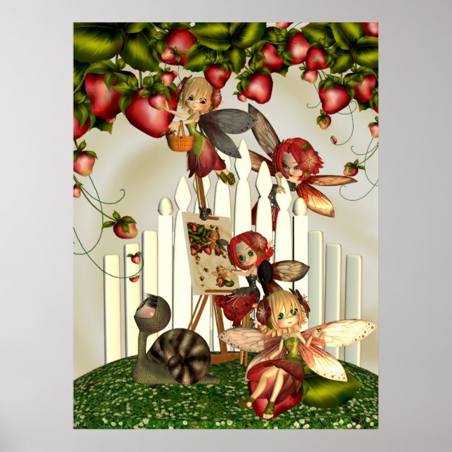 Poster Peinture Sous L'Imaginaire De La Fraise Bush (Devant)