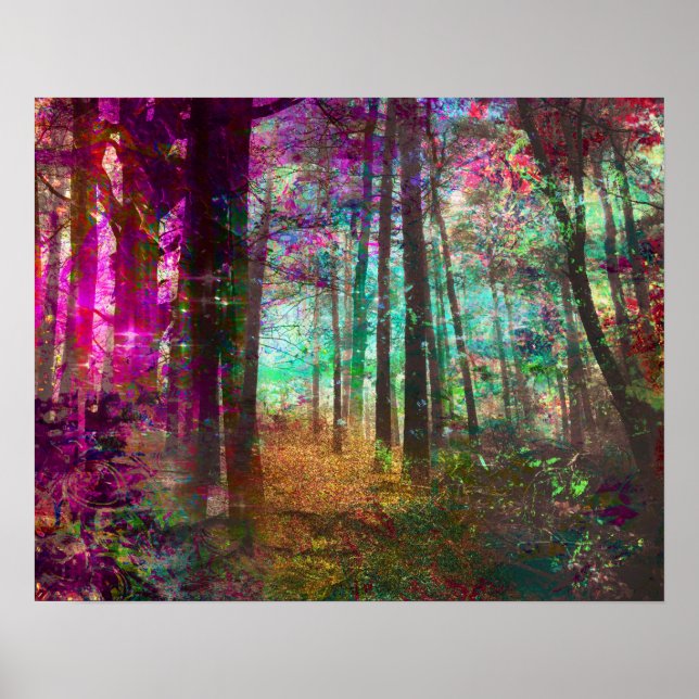 Poster Peinture sur la forêt d'Imaginaire d'un chemin d'o (Devant)