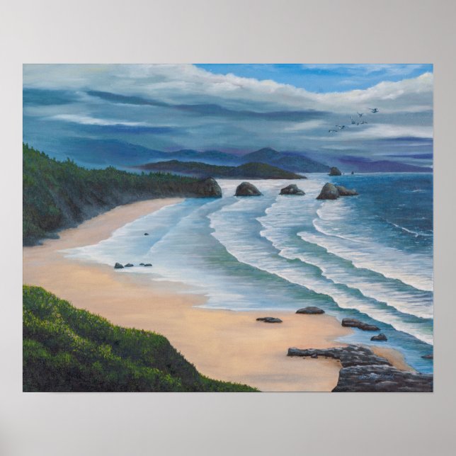 Poster Peinture sur la mer de Cannon Beach (Devant)