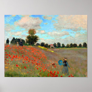 Poster Peinture sur le champ de pavot par Claude Monet (1