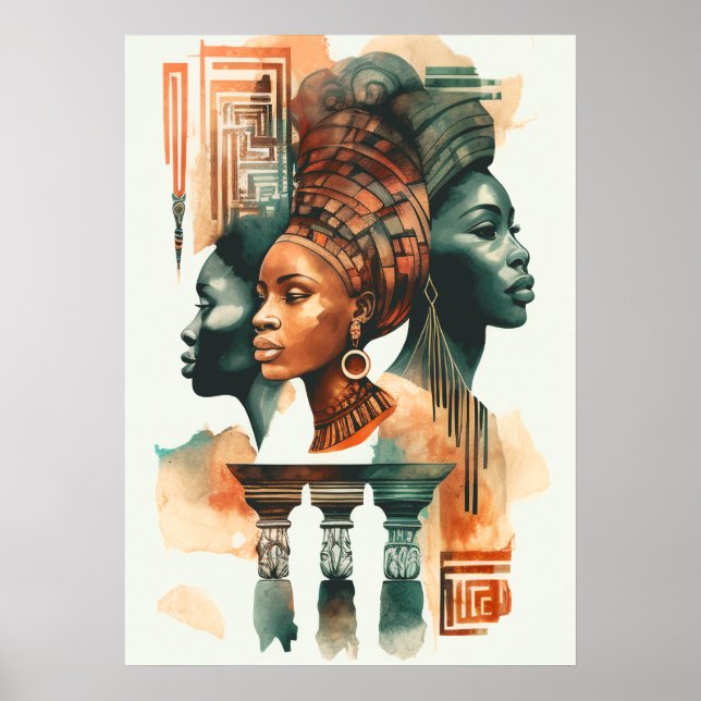 Poster Peinture Tribale Africaine, Art Contemporain (Devant)