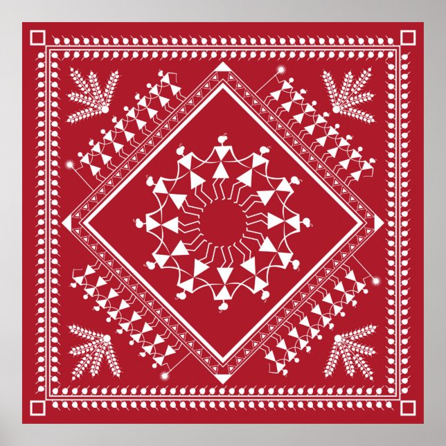 Poster Peinture tribale indienne. Warli Paintingart, indi (Devant)