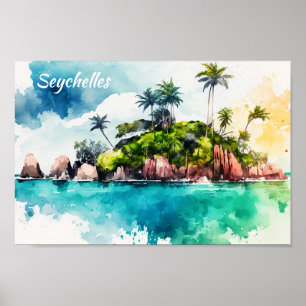 Poster Peinture tropicale des îles Seychelles