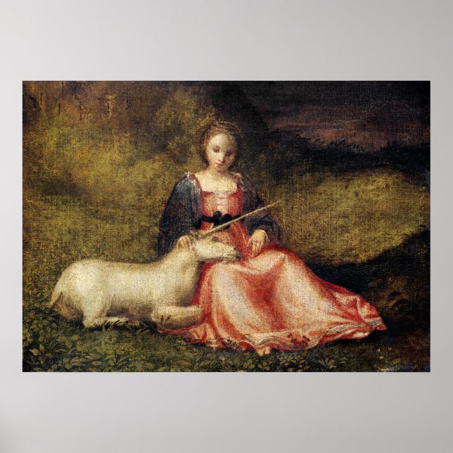 Poster Peinture Unicorne antique (Devant)