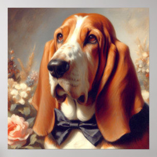 Poster Peinture vintage à la hache Basset
