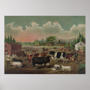 Poster Peinture vintage de l'élevage (1887)