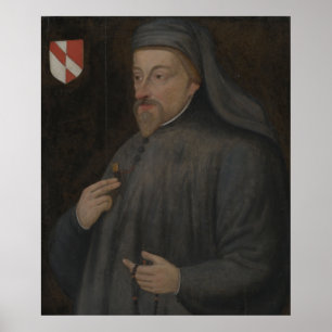 Poster Peinture vintage de portrait de Geoffrey Chaucer