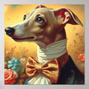 Poster Peinture vintage italienne Greyhound Dog