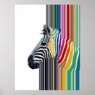 Poster Peinture Zèbre Colorée Grandes Vibrantes