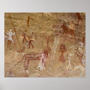 Poster Peintures rupestres préhistoriques, Akakus, Sahara
