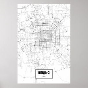 Poster Pékin, Chine (noir sur blanc)