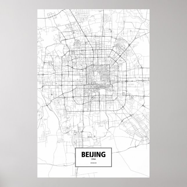 Poster Pékin, Chine (noir sur blanc) (Devant)