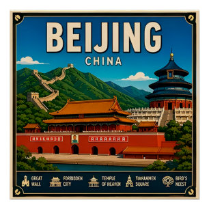 Poster 🧲 Pékin Chine Voyage Souvenir Pour les Visiteurs 