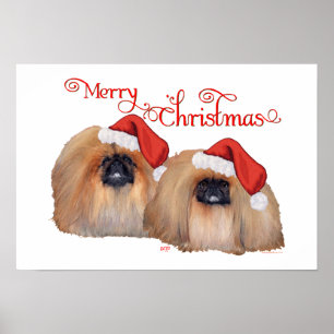 Poster Pekingese Joyeux Noël