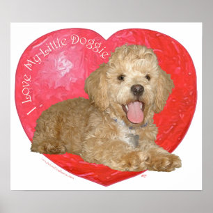 Poster Pékinois / Croisement Caniche Saint-Valentin