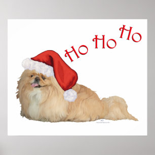 Poster Pékinois Père Noël