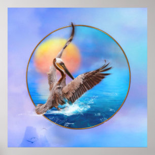 Poster Pélican Brown SUN KISSEE PELICANS ISLAND