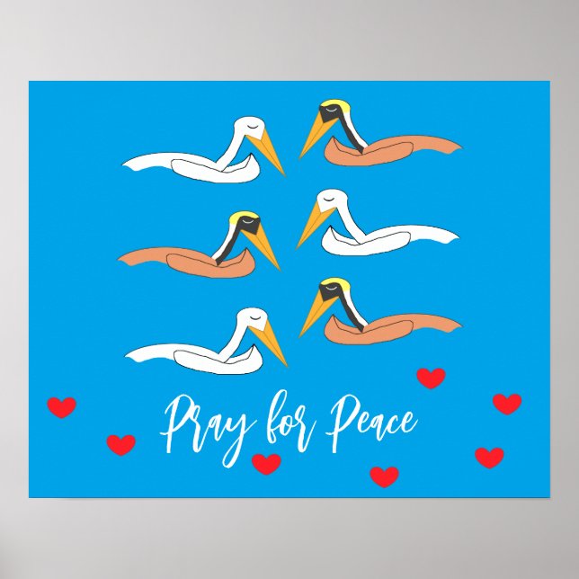 Poster Pelicans Praying for Peace: (Devant)