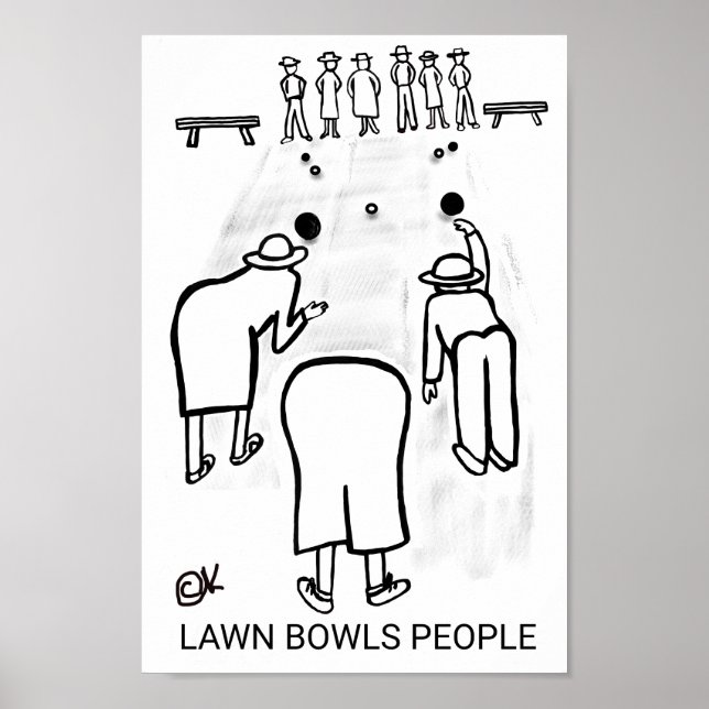 Poster Pelouse Bowles gens (Devant)