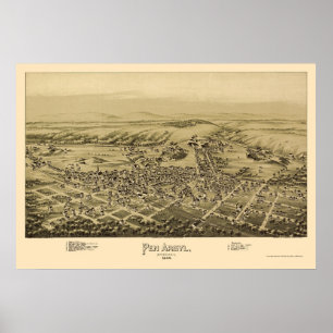 Poster Pen Argyl, PA Carte panoramique - 1894