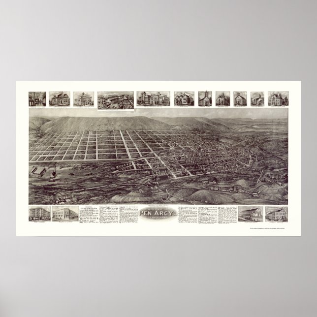 Poster Pen Argyl, PA Carte panoramique - 1916 (Devant)