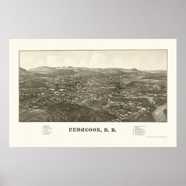 Poster Penacook, NH Panoramic Map - 1887 (Devant)