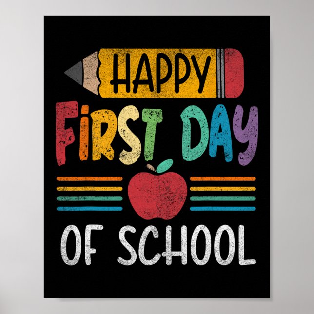 Poster Pencil Joyeux Premier Jour De L'École Enseignants  (Devant)