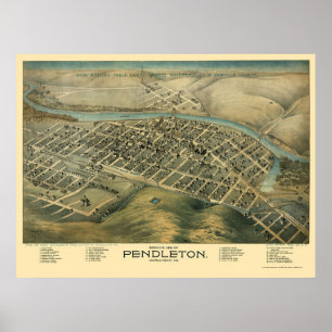 Poster Pendleton, OU Carte panoramique - années 1890