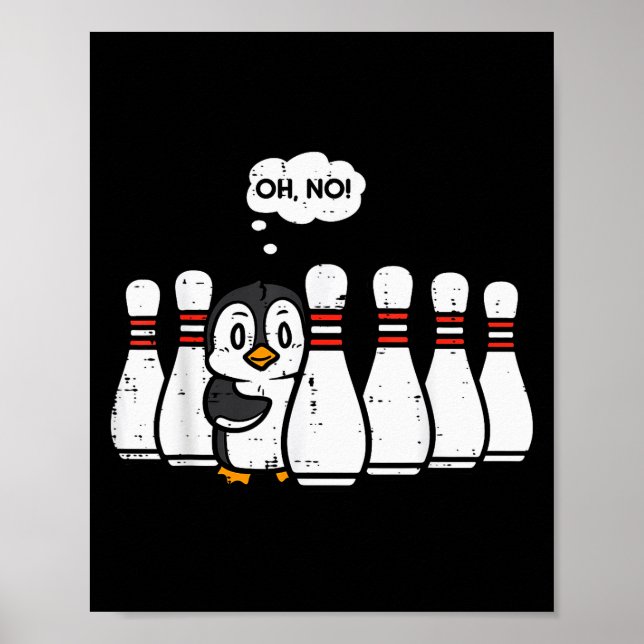 Poster Penguin Bowling Ns Oh No Funny Bowler Player Men W (Devant)