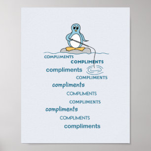 Poster Penguin Fishing for Compliments Metaphor