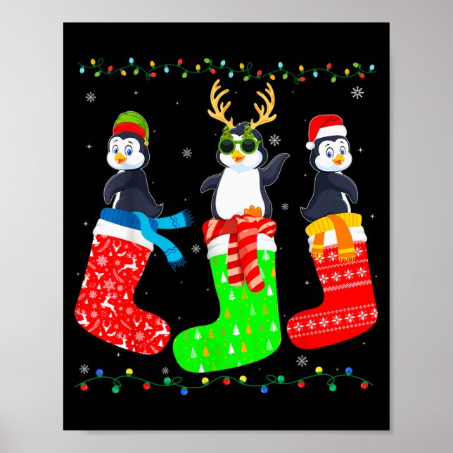 Poster Penguin In Xmas Socks Funny Holiday Ugly Sweater C (Devant)