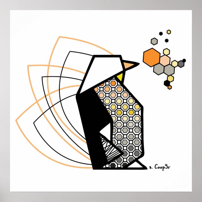 Poster Penguin origami (Devant)
