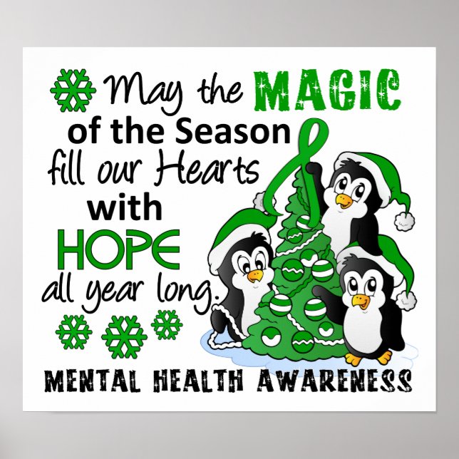 Poster Penguins de Noël Santé mentale (Devant)