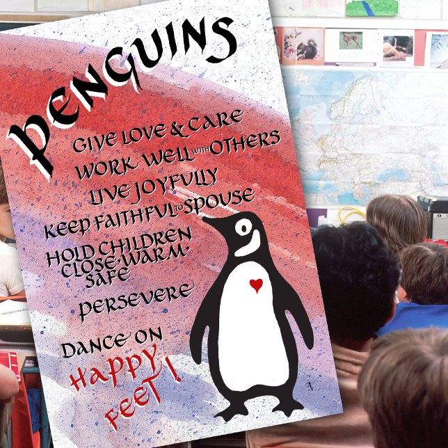 POSTER PENGUINS GRANDES VALEURS EXEMPLES DANSE HEUREUSE (Créateur téléchargé)