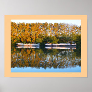 Poster Péniches sur le Rhône, France