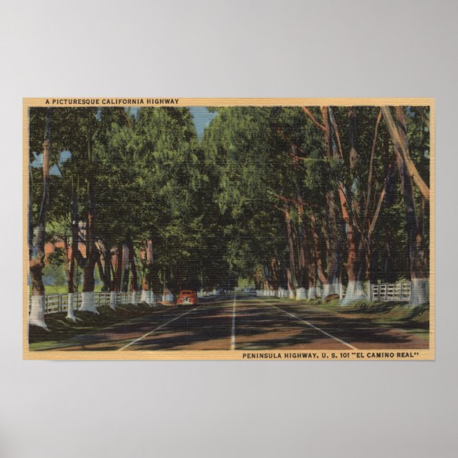 Poster Peninsula Highway US 101 El Camino Real View (Devant)