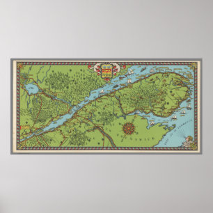 Poster Péninsule de Gaspé, carte du Canada