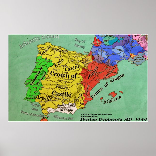 Poster Péninsule ibérique AD 1444 (Devant)