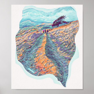 Poster Pennant Valley road en Turquoise et Orange