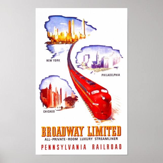 Poster Pennsylvania Railroad Broadway Limited Streamliner (Devant)
