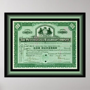 Poster Pennsylvania Railroad Company ~ Certificat Stock