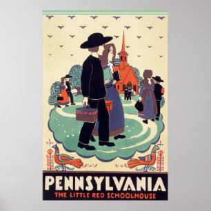 Poster Pennsylvania Railroad The Little Red Schohouse