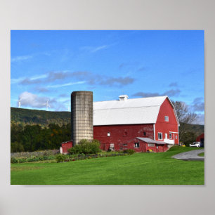 Poster Pennsylvanie Grange rouge et Turbines à vent
