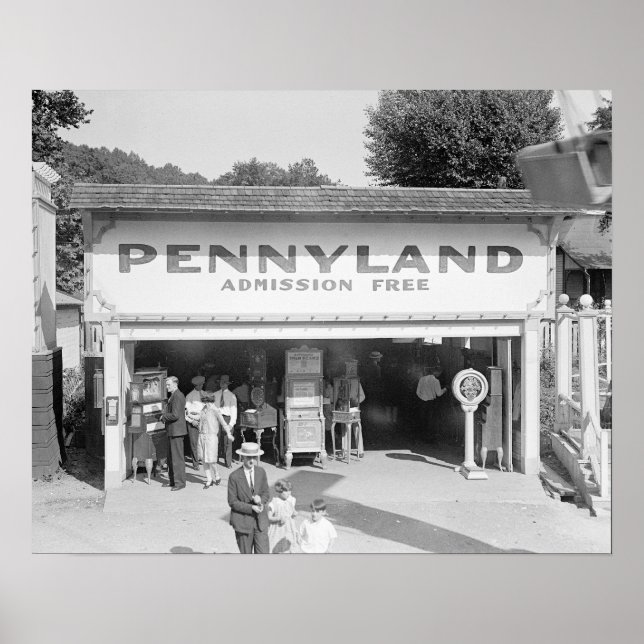 Poster Penny Arcade, 1928. Photo vintage (Devant)