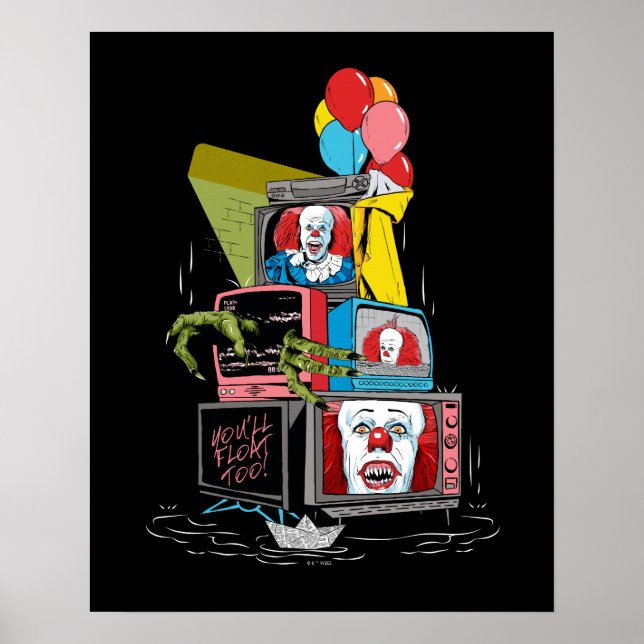 Poster Pennywise TV Stack classique - vous flotterez trop (Devant)