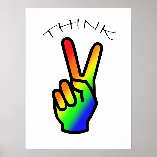 Poster Pense à la paix Rainbow (Devant)
