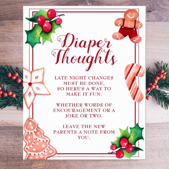 Poster Pensées de couches Baby shower de Noël (Créateur téléchargé)
