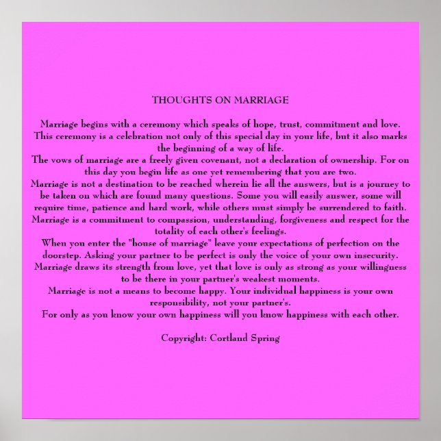POSTER PENSÉES SUR LE MARIAGE (Devant)